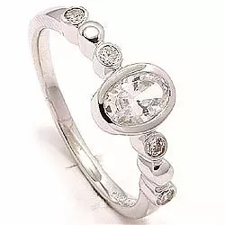 oval zirkon ring i rhodinerat silver