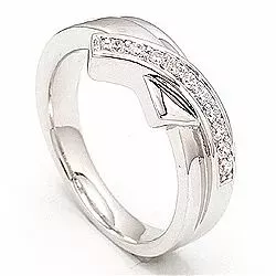 Elegant zirkon ring i rhodinerat silver