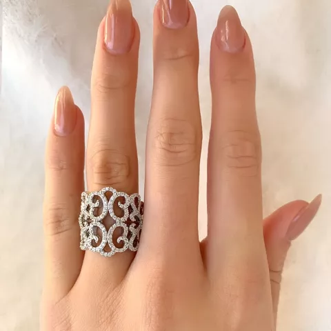 Fingerringar: zirkon ring i rhodinerat silver