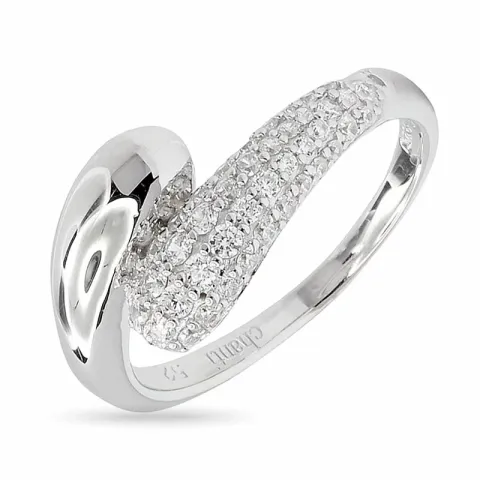 Billig zirkon ring i rhodinerat silver