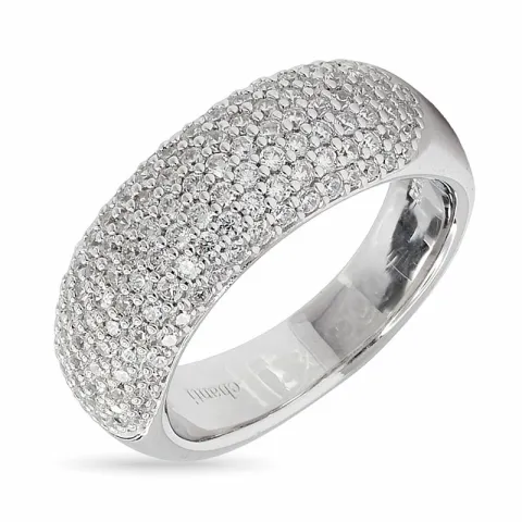 bred vit zirkon ring i rhodinerat silver