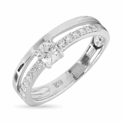 vit zirkon ring i rhodinerat silver