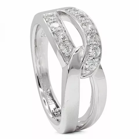 Ringar: abstrakt vit zirkon ring i rhodinerat silver