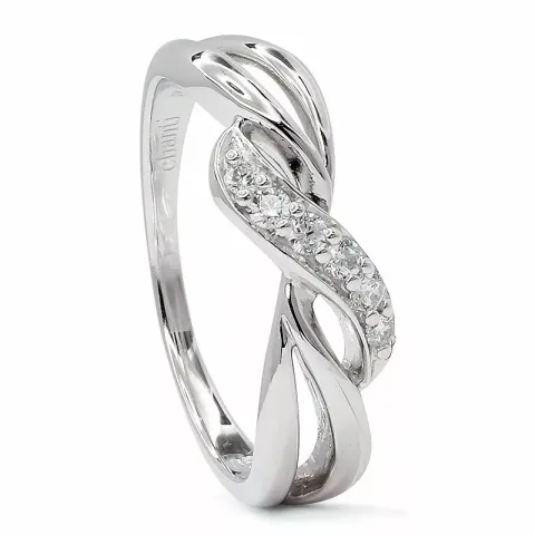 Billig zirkon ring i rhodinerat silver