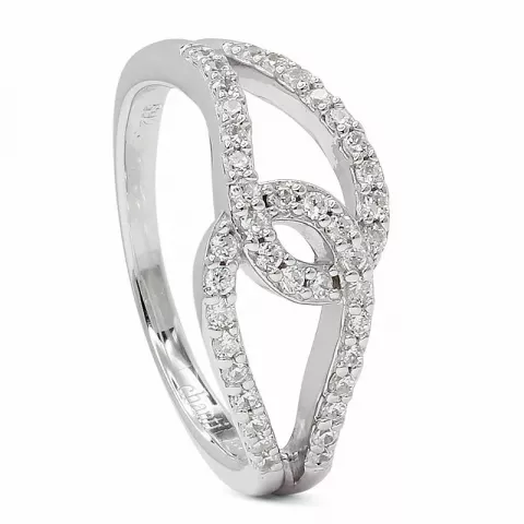 Ringar: vit zirkon ring i rhodinerat silver