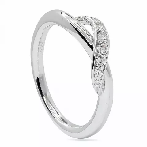 Fingerringar: vit zirkon ring i rhodinerat silver