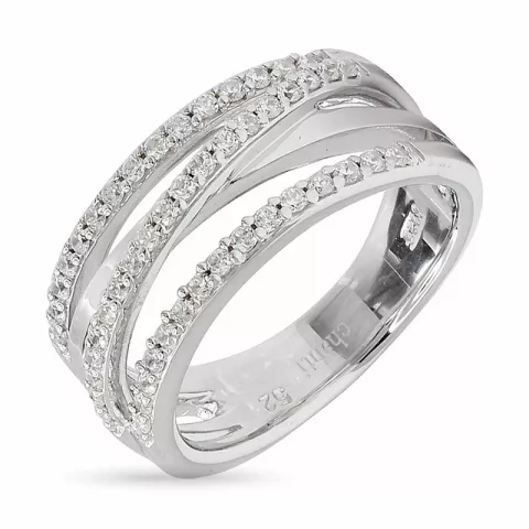 Stor strukturerad zirkon ring i rhodinerat silver