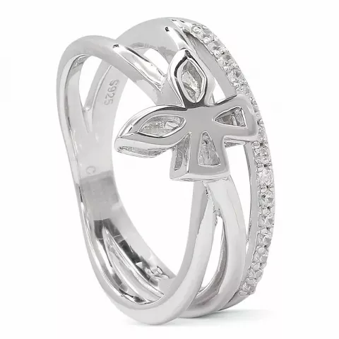 Elegant fjäril zirkon ring i rhodinerat silver