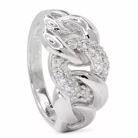 Elegant abstrakt zirkon ring i rhodinerat silver