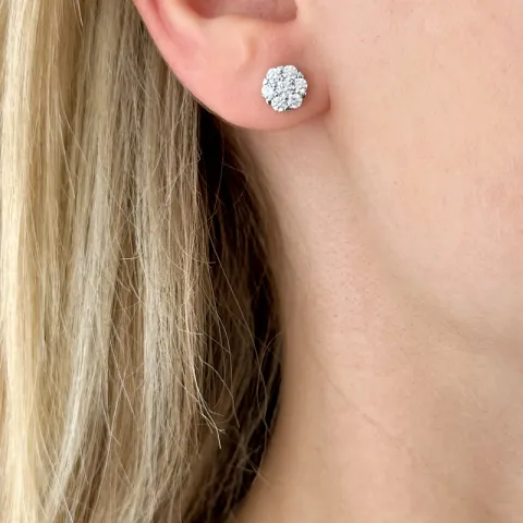 Runda zirkon örhängen i silver