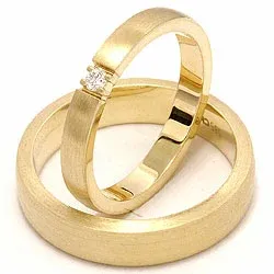 Matta vigselsringar i 14  karat guld 0,05 ct ct - set