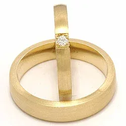 Matta vigselsringar i 14  karat guld 0,05 ct ct - set