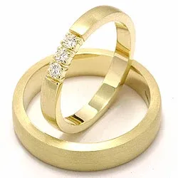 matta vigselsringar i 14  karat guld 3 x 0,05 ct - set