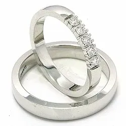 Vigselsringar i 14  karat vitguld 5 x 0,05 ct - set