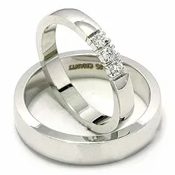 Vigselsringar i 14  karat vitguld 3 x 0,05 ct - set