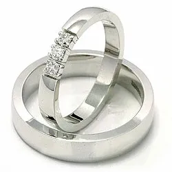 Vigselsringar i 14  karat vitguld 3 x 0,05 ct - set