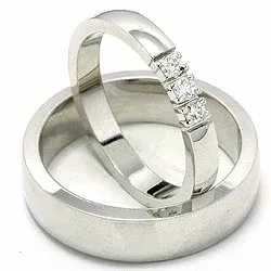 Vigselsringar i 14  karat vitguld 3 x 0,05 ct - set