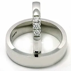 Vigselsringar i 14  karat vitguld 3 x 0,05 ct - set