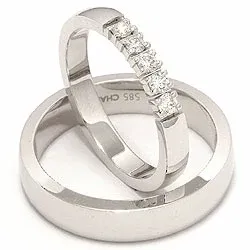 vigselsringar i 14  karat vitguld 0,05  ct - set