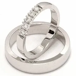 vigselsringar i 14  karat vitguld 0,05  ct - set