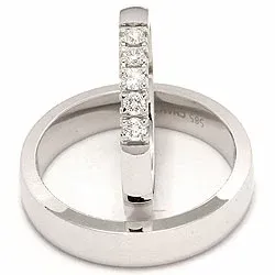 vigselsringar i 14  karat vitguld 0,05  ct - set