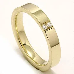 Elegant smal vigselsring i 14  karat guld 2 x 0,018 ct