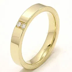 Elegant smal vigselsring i 14  karat guld 2 x 0,018 ct