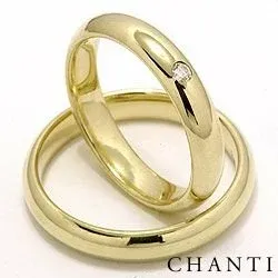 runda vigselsringar i 14  karat guld 1 x 0,05  ct - set