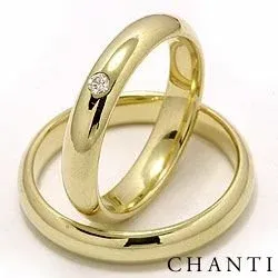 runda vigselsringar i 14  karat guld 1 x 0,05  ct - set
