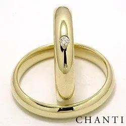 runda vigselsringar i 14  karat guld 1 x 0,05  ct - set