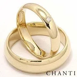 runda briljant vigselsringar i 14  karat guld 0,025 ct - set