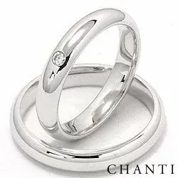 Vigselsringar i 14  karat vitguld 0,05 ct - set