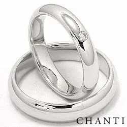Vigselsringar i 14  karat vitguld 0,05 ct - set