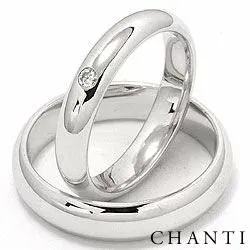 Vigselsringar i 14  karat vitguld 0,05 ct - set