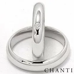 Vigselsringar i 14  karat vitguld 0,05 ct - set