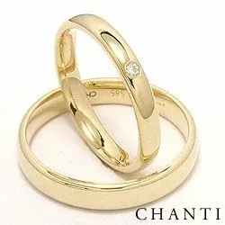 Vigselsringar i 14  karat guld 0,025 ct - set