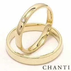 Vigselsringar i 14  karat guld 0,025 ct - set