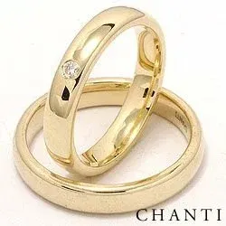 Vigselsringar i 14  karat guld 0,05 ct ct - set