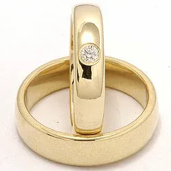 blanka diamant vigselsringar i 14  karat guld 0,10 ct - set