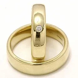 Vigselsringar i 14  karat guld 0,05 ct - set