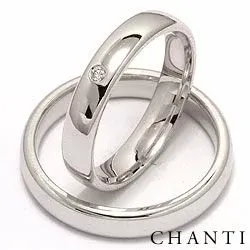 Vigselsringar i 14  karat vitguld 0,025 ct - set