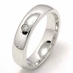 bred vigselsring i 14  karat vitguld 0,05 ct