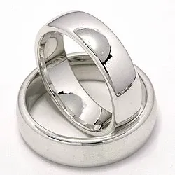 Bredd ovala vigselsringar i 14  karat vitguld - set