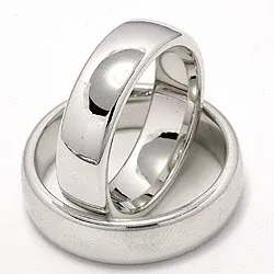 Bredd ovala vigselsringar i 14  karat vitguld - set