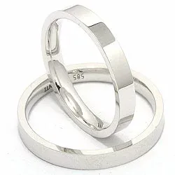 vigselsringar i 14  karat vitguld - set