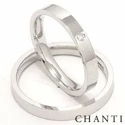 vigselsringar i 14  karat vitguld 0.025 ct - set