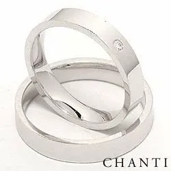briljant vigselsringar i 14  karat vitguld 0,025 ct - set