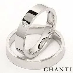 briljant vigselsringar i 14  karat vitguld 0,025 ct - set