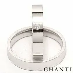 briljant vigselsringar i 14  karat vitguld 0,025 ct - set