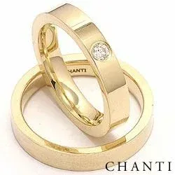 vigselsringar i 14  karat guld 0,10  ct - set
